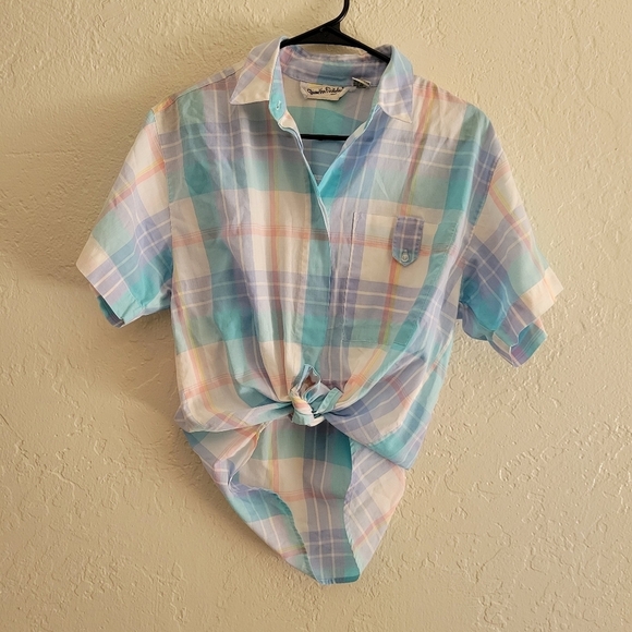 DVF Vintage Plaid Blouse Size Small - Picture 5 of 5
